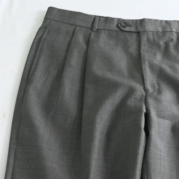Jos. A.‎ Bank 42R 36x30 Tan Olive Weave 100% Wool Mens Jacket Pants Suit